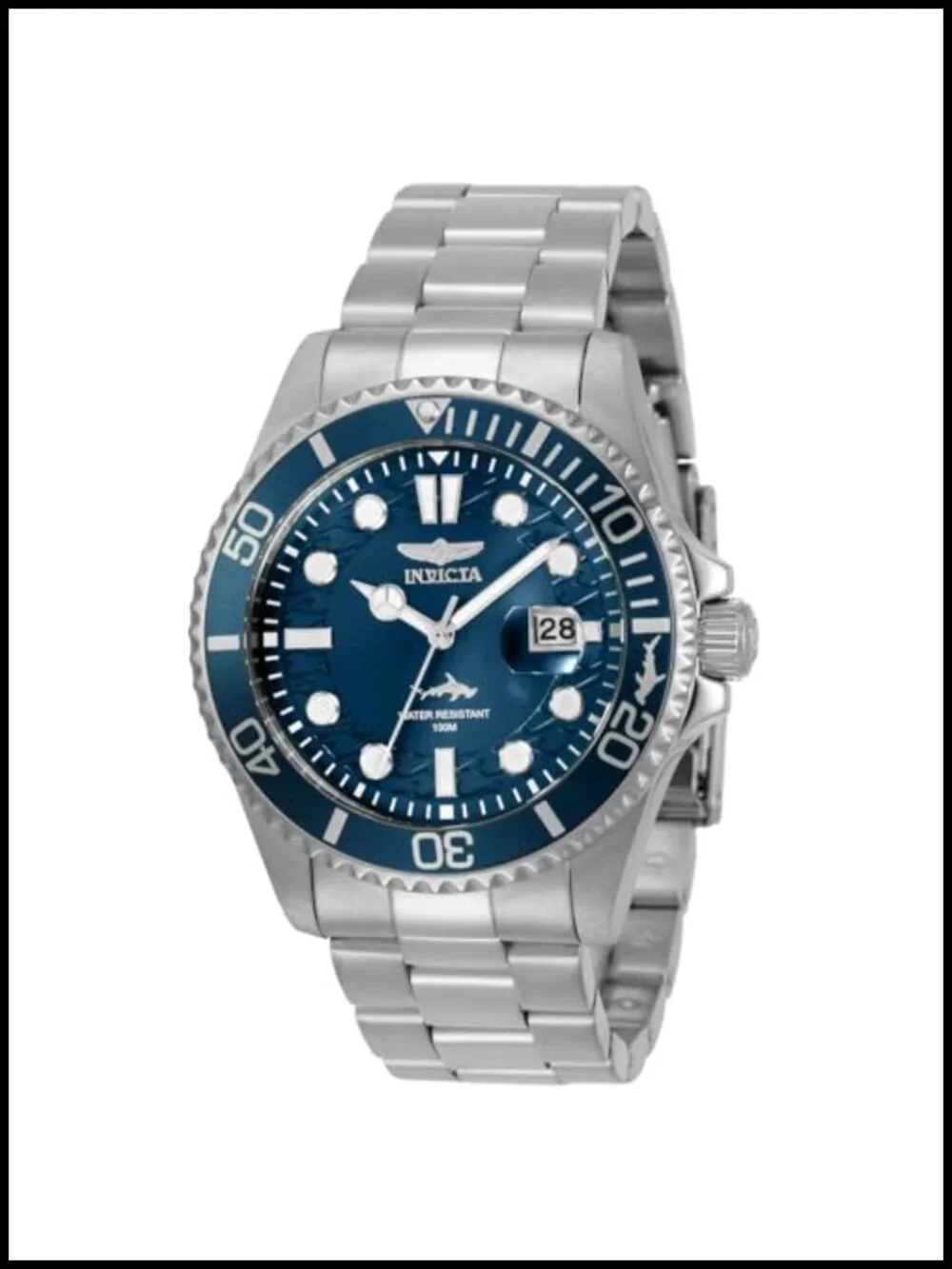 Men's Pro Diver Quartz Watch Stainless Steel Bracelet 100m Water Resistant